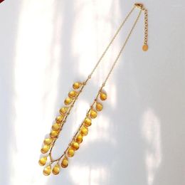 Chains Lii Ji Natural Citrine 14k Gold Filled Necklace Real Stone Luxurious Fine Jewellery For Party