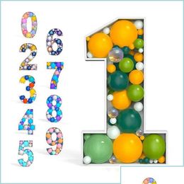 Party Decoration 73/100Cm Diy Balloons Numbers Mosaic Balloon Filling Alphabet Frames For Boys Girls Baby 1St Birthday Wedding Decor Dhta2