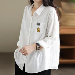 Women's Blouses Stick Cloth Embroidered Shirt Women 2023 Embroidery Cotton Design Niche Camisas De Mujer