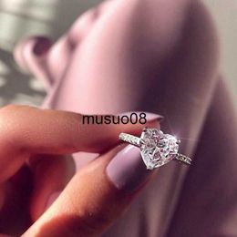 Band Rings 2023 Classic Shiny Big Zircon 925 Silver Heart Ring Ladies Jewellery Bride Wedding Love Eternal Ring Ladie Jewellery Rings for Women J230602