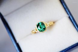 Cluster Rings JHY Solid 18K Gold Nature Green Tourmaline 1.9ct Gemstones For Women Fine Jewellery Presents The Six-word Admonition