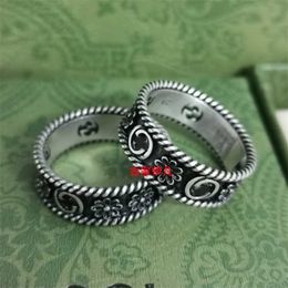 New 2023 designer Jewellery bracelet necklace 925 hip hop hollow out hemp small daisy flower pattern couple pair ring