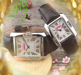 high quality square tank dial watches 31mm 25mm men women quartz battery super clock set auger leather band super bright president female lady bracelet gifts