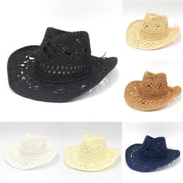 Wide Brim Hats Floppy Solid Colour Beach Sun For Women Outdoor Hollow Out Breathable Fashionable Straw Hat Boho Visor