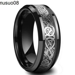 Designer Ring Band Rings Classic Men's 8Mm Black Tungsten Wedding Rings Double Groove Bevelled Edge Brick Pattern Brushed Stainless Steel Rings For Men Fashion 543