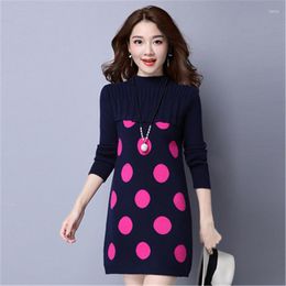 Casual Dresses 2023 Women Sweater Dress Autumn Winter Pullover Half-Neck Cashmere Loose Knit Mini
