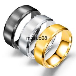Band Rings 8mm Men Ring Black Carbide Classic Solid Color Metal White Wedding Engagement Ring For Man Jewelry Accessory J230602