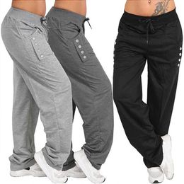 Pants Capris Women's S-5XL casual mid waist with pockets loose fitting street clothing solid color sports pants P230602