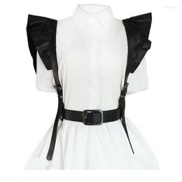 Belts Women's Pu Leather Harness Belt Strap Girdle Lady Sexy Black Adjustable Ruffles Shoulder Shirt Dress Decorative