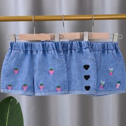 Overalls Summer Kids Short Denim Shorts for Girls Fashion Girl Princess Jeans Children Pants Flower Clothing 230601