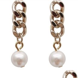 Dangle Chandelier Stud Earrings For Women Simple Pearl Earring Gold Chain High Quality Jewellery Drop Delivery Dh1Wi