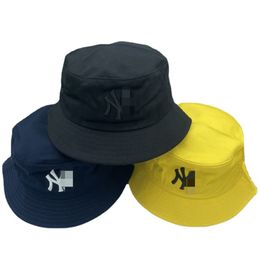 Hat Summer Korean Style Leisure Basin Hat Outdoor Sun-Proof Bucket Hat Letter Embroidery Sunshade Flat-Top Cap Simple