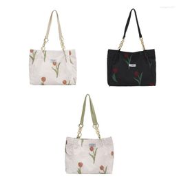 Shopping Bags For Fresh And Sweet Ladies Handbag Tulip Flowers Tote Bag Large Capacity Shoulder With Zipper Travel