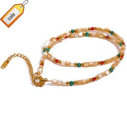 JINYOU 996 Natural Coffee Jade Stone Pearls Handmade Beads Stylish Necklace 2023 Women Stainless Steel Waterproof Jewellery