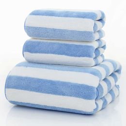 Drop Shipping microfiber stripe Towel Hotel Supplies for Bath Shower Towel Face Towel Bath Spa Towel 3pcs/set