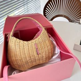 2023 new fashion Grass Woven Hobo Bag Underarm Handbags Crossbody Straw Vegetable basket Ladies Clutch Bags Small Wallet Leather