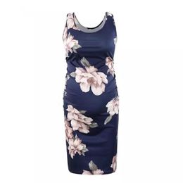 Maternity Dresses New Flower Tank Top O-Neck Sleeveless Summer Photo Shooting Pregnant Women's Dress G220602