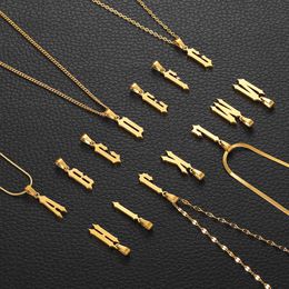 Pendant Necklaces Gold Color A-Z Alphabet Letter Pendant Necklace Stainless Steel Chain Choker Collares Necklace for Women Fashion Jewelry DIY J230601