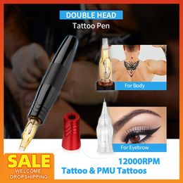 Machine Dual Head Tattoo Pen Powerful Coreless Motor Professional Tattoo Hine Pmu Tattoos for Body Art Eyebrow Semipermanent Makeup