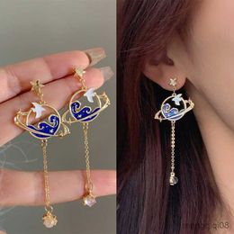 Stud Trend Planet Star Bird Tassel Drop Earrings For Women Sweet Flower Butterfly Asymmetric Dangle Earring Girl Party Jewelry