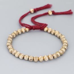 Strand Tibetan Buddhist Hand Braided Cotton Thread Copper Lucky Knots Bracelet Women Brass Beads Girl Adjustable Jewelry QX-08