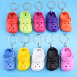 DIY Cute 3D Mini Croc Shoe Keychain wholesale Summer Colourful Shoes Creative 3D Beach Small Hole Shoes Keychain