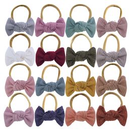 Infant Soft Skin-friendly Cotton Bowknot Hairband Solid Colour Striped Bows Nylon Headband Hair Accessories Birthday Gift