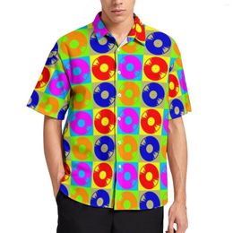 Camisas casuais masculinas Vintage Music Disco Art Camisa de férias Blusas estéticas havaianas Homem gráfico tamanho grande