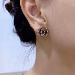 50% off designer jewelry bracelet necklace ring 925 needle inlaid Zircon women's used light Earrings