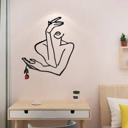 Wall Stickers Geometric Beauty Girl Acrylic Decal With Mirror Effect Self-Adhesive Clings For Livingroom Bathroom STTA889