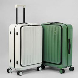 Suitcases Front Open Multifunctional Travel Suitcase Women Durable Ultra-Light Rechargeable Small Boarding Cabin Light Trolley Luggage Men