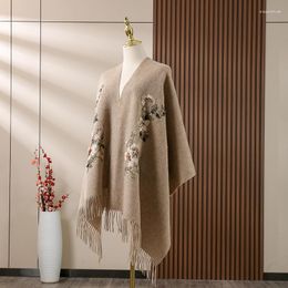 Scarves Embroidery Flower Scarf High Quality Bufanda Plus Size Women Warm Cashmere Pashmina Shawl Wraps Blanket Chal