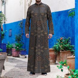 Ethnic Clothing Wepbel Ramadan Jubba Thobe Stand Collar Printed Abaya Kaftan Pattern Robe Shirt Large Size African Style Islamic