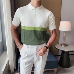 Men's Polos Men's Knit Short Sleeve Polo Shirt Casual Streetwear Lapel Button Cardigan Breathable Summer T Shirt luxury Clothing M-3XL 230602