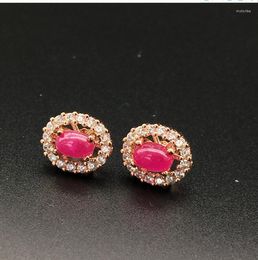 Stud Earrings Ruby Earring Natural And Real 925 Sterling Silver Fine Jewelry 4 6mm