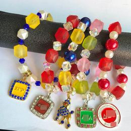 Strand 5 Style Handmade Greek Sorority Transparent AB Colour Frosted ACRYLICS Sigma Gamma Rho Poodle Charm Bracelet Jewellery