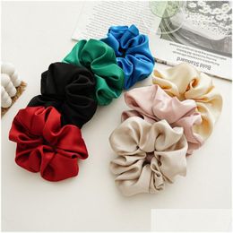 Hair Rubber Bands Large Intestine Women Silk Floral Scrunchie Elastic Girls Headwear Ties Ponytail Holder Drop Delivery Jewellery Hairj Dhbsu