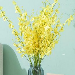 Decorative Flowers Artificial Orchids With Long Stems Arrangement Bouquet Garden Decor Silk Fake