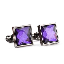 Cuff Links Crystal Cufflinks Purple Square Diamond Business Shirt Link Button Clasps For Men Fashion Jewellery Drop Delivery Tie Dhkt3