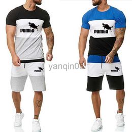 Men's T-Shirts Summer Mens Tracksuit T-shirts Sport Shorts Striped Tee Shirts Outfits Classic Male Daily Casual Brand Short Sleeve Jogging Sets J230602