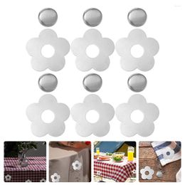 Table Cloth 6 Pcs Magnetic Curtain Tablecloth Pendant Flower Shape 5.9x5.9cm Cover Clips Novel Silver Stainless Steel Fixing Pendants For