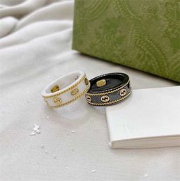 designer jewelry bracelet necklace high quality Gold black-and-white ceramic trend hemp border ring for men women