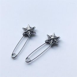 Stud Earrings 1 Pair Of Fashion Five-pointed Star Paper Clip Ear Studs Hip Hop Personality Silver Color Women's Party Jewelry