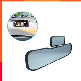 New Double Rearview Mirror 2 In 1 Rotatable Car Mirrors Child View Infant Kids Interior Universal Wide Angle Safety Endoscope Kind