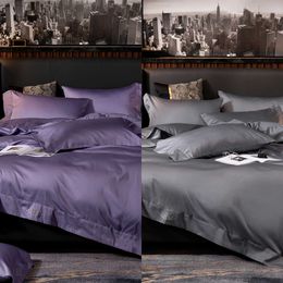 Black Egyptian Cotton Bedding Sets Queen King Size Embroidery Bed Duvet Cover Bed Sheets/fitted Sheet Linen Set Hotel Bed Set C0223