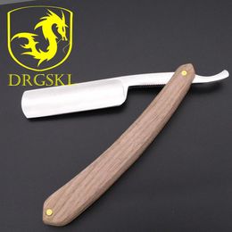 Shavers hand polished wooden handle Hair cutting knifes barber shaving razor TOP Quality carbon steel blade Man's razors tonsure