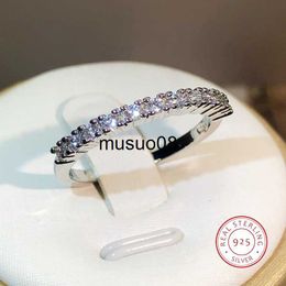 Band Rings 925 Silver Luxury Female Zircon Stone Single Row Ring Brand Fashion Simple Finger Ring Silver Colour Promise Engagement Rings For J230602