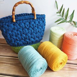 Yarn Solid color T-shirt 8.1OZ knitted Pet cave basket crochet fabric Colorful pattern yarn DIY bag handbag P230601