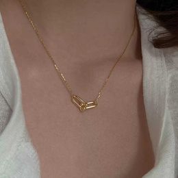 Pendant Necklaces VOQ Women's Lock Necklace Geometric Simple Clavicle Chain Jewellery Silver Colour Party Gifts J230601