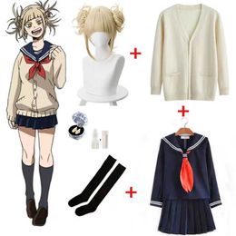 Anime Costumes Anime My Hero Academia Himiko Toga Cosplay Come JK Uniform Skirts Sweater Coat Halloween Christmas Clothes Women Girls Z0602